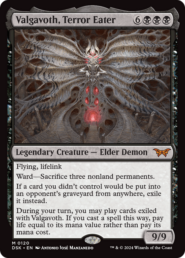 mtg terror card Valgavoth, Terror Eater [Duskmourn: House of Horror]