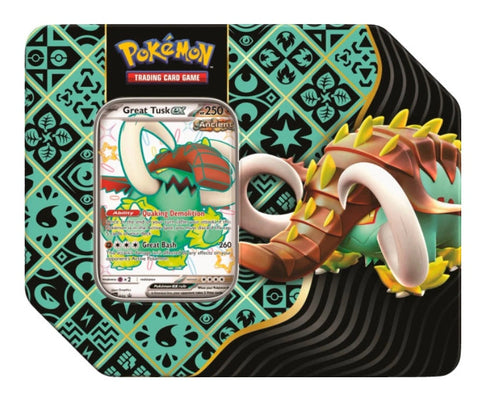Pokemon Scarlet and Violet 4.5 Paldean Fates Tins Great Tusk ex