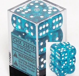 Chessex: Translucent 16Mm D6 Teal/White Dice