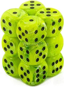 Chessex: Vortex Bright Green/Black 16Mm D6 Dice Block