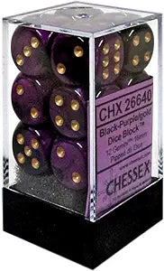 Chessex: Gemini Black-Purple/Gold 16Mm D6 Dice Block