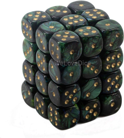 Chessex: Scarab Jade and Gold 12Mm D6 Dice Block
