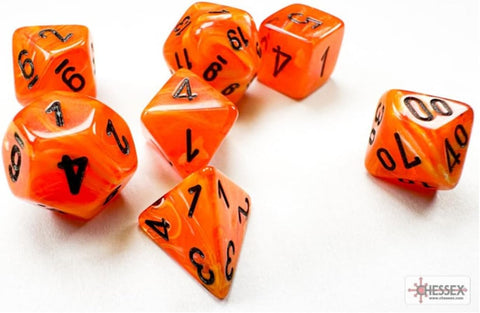 Chessex Vortex Mini 7 Die Set Orange/Black