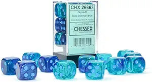 Chessex Gemini Blue-Blue/Light Blue 16MM D6 Dice Block