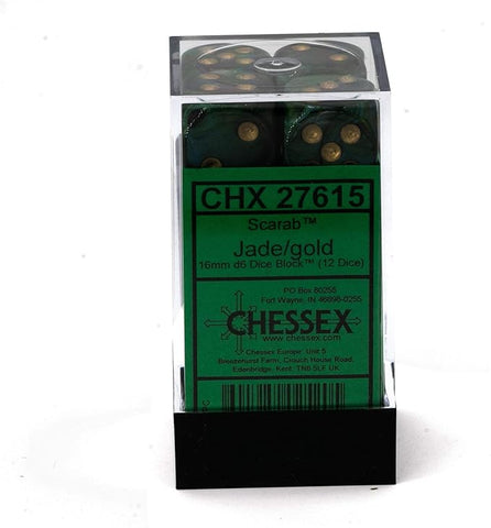 Chessex: Scarab Jade/Gold D6 Dice Block