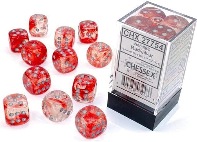 Chessex Nebula Red Silver Luminary 16 MM Set