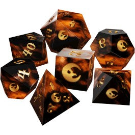 The Crooked Moon: 7CT Golden Sharp Resin Polyhedral Dice Set