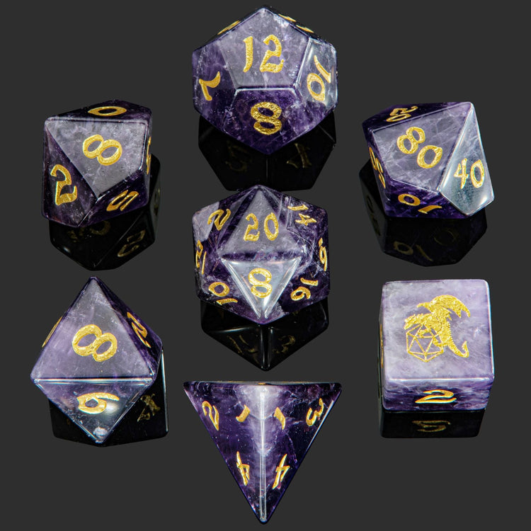 BRB009 Dragon's Hoard Gem Stone Dice Set - Amethyst