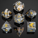 BRB016 Dragon's Hoard Gem Stone Dice Set - Black Network Agate
