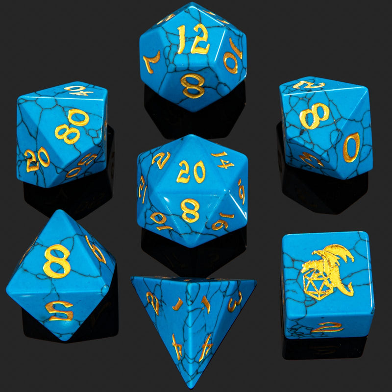 BRB018 Dragon's Hoard Gem Stone Dice Set - Blue Turquoise