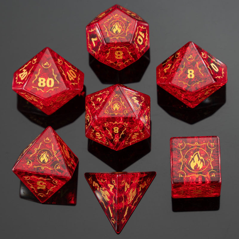 Dragon's Hoard Gem Stone Dice Set - Blast Ruby Glass