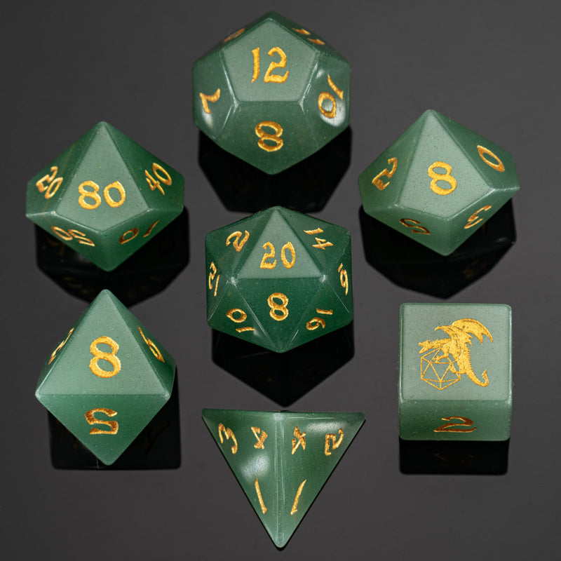Dragon's Hoard Gem Stone Dice Set - Jade
