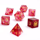 Dragon's Hoard Dice Set - Blasted Glass - Red & White