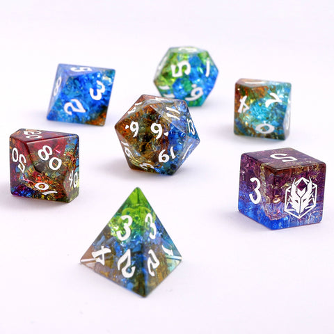Dragon's Hoard Dice Set - Blasted Glass - Prismatic