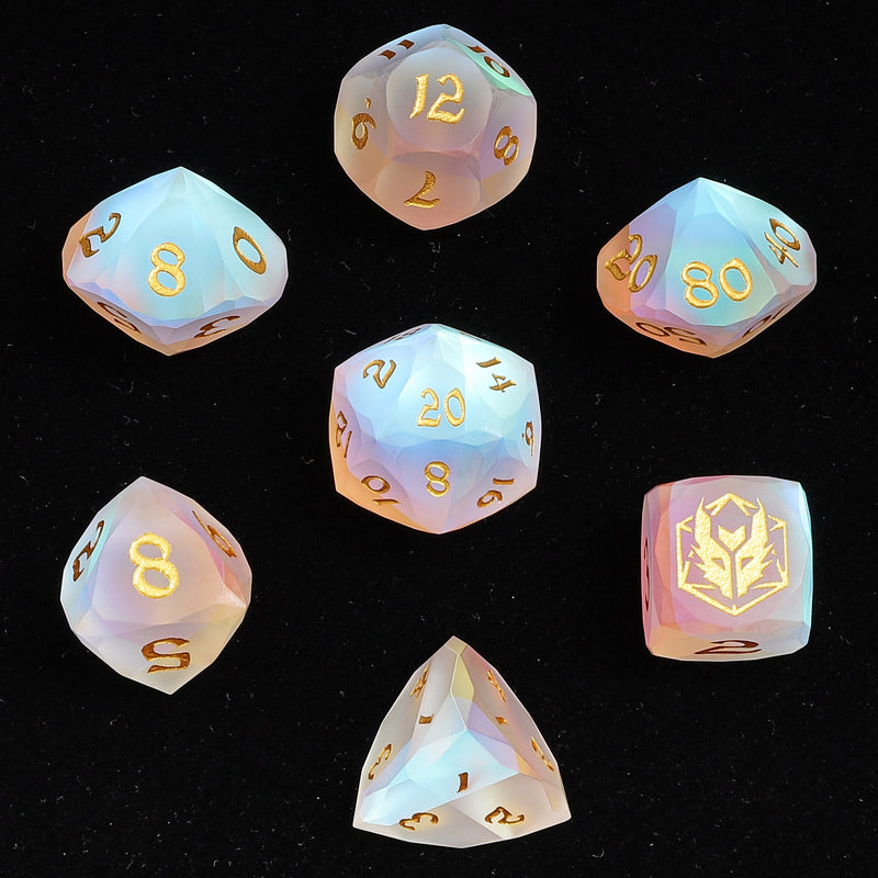 Dragons Hoard Luster Cut Dice Set - Frosted Prismatic Crystal