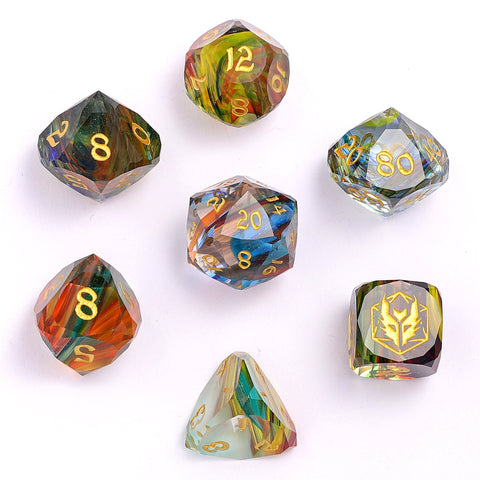 Dragons Hoard Luster Cut Dice Set - Rainbow Glass