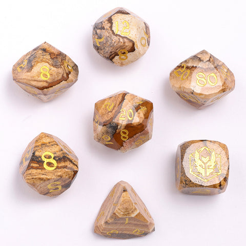 Dragons Hoard Luster Cut Dice Set - Picture Jasper