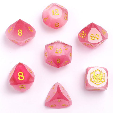 Dragons Hoard Luster Cut Dice Set - Pink Cats Eye