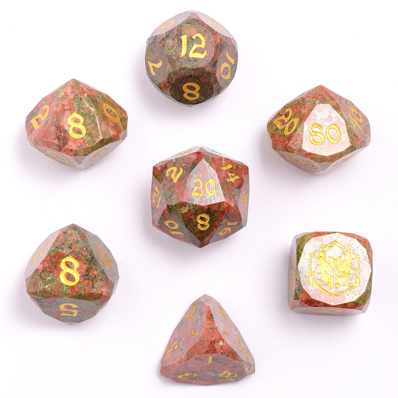 Dragons Hoard Luster Cut Dice Set - Unakite