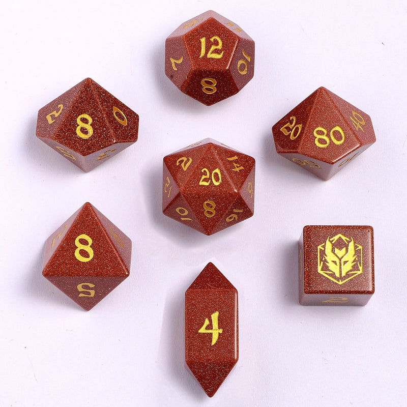 Dragon's Hoard Gemstone Dice Set - Gold Sandstone
