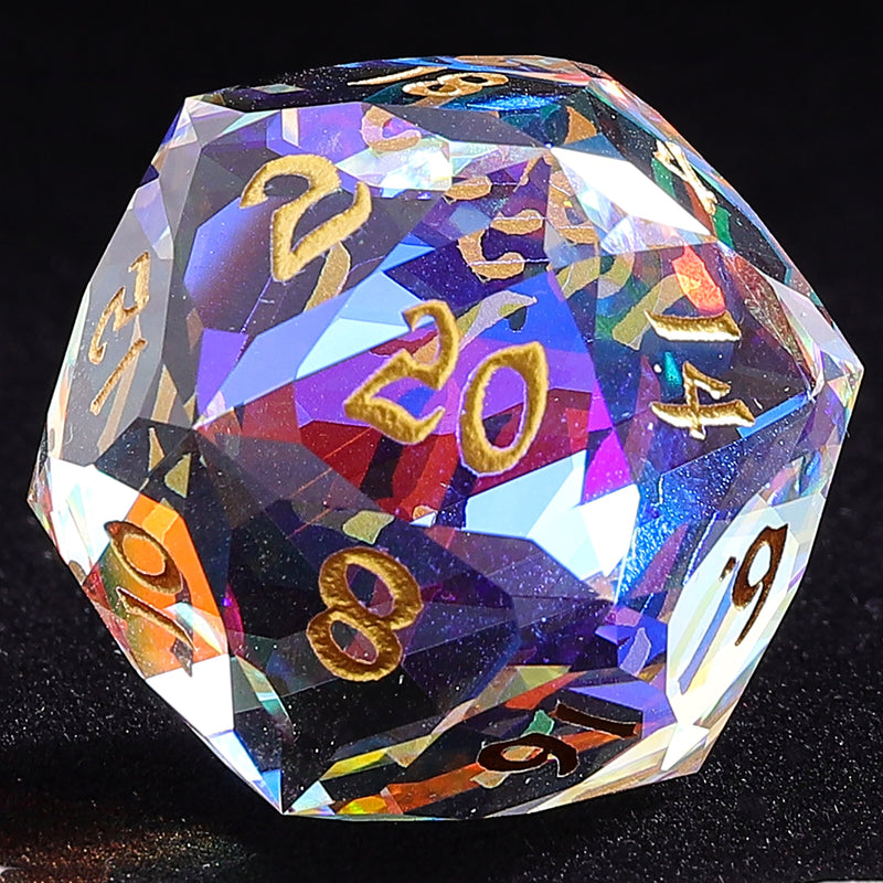 30mm Chonk Luster Cut D20 - Prismatic Crystal