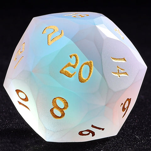 30mm Chonk Luster Cut D20 - Frosted Prismatic Crystal