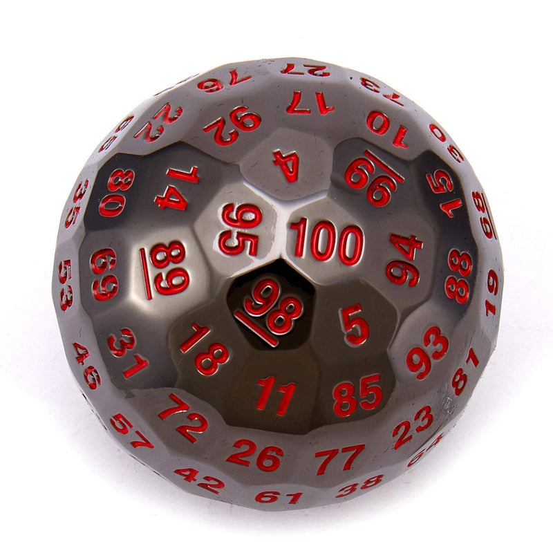 Titan's Fist Metal D100 Die - Black w/ Blood Red