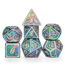 Solid Metal Dragon Dice Set - Brushed Rainbow