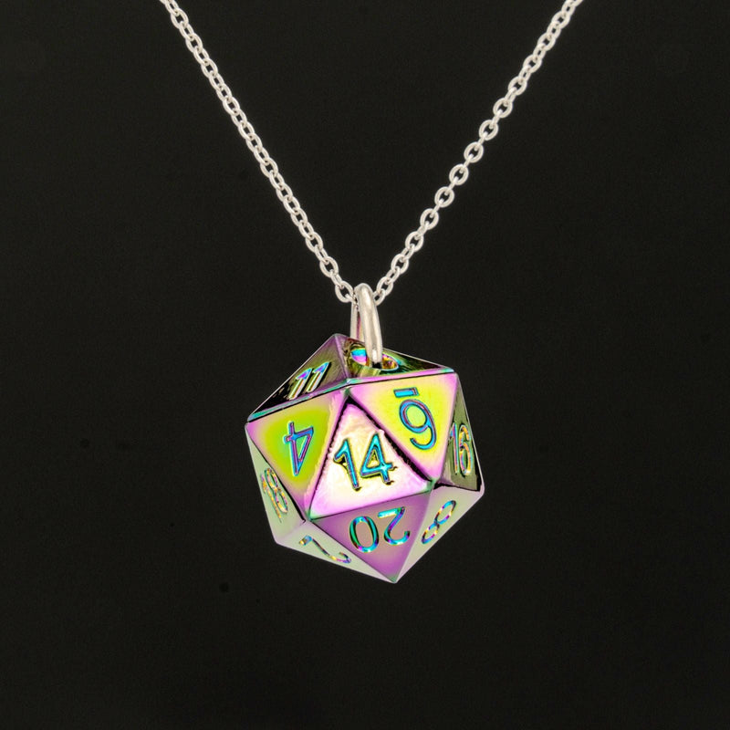Metal D20 Necklace - Rainbow