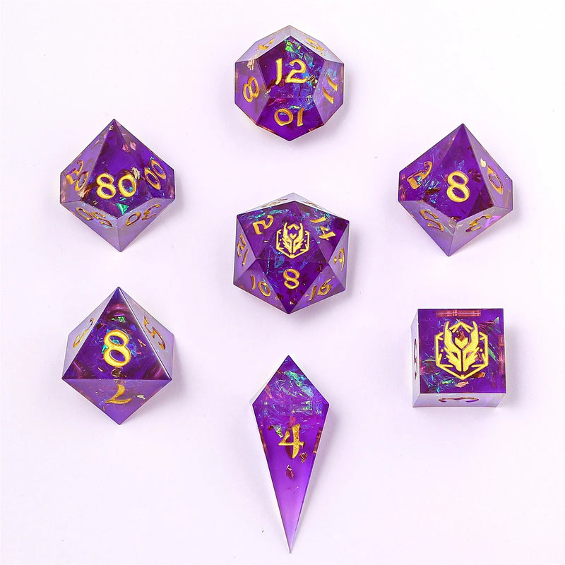 Captured Magic Handmade Sharp Edge Resin Dice-Purple