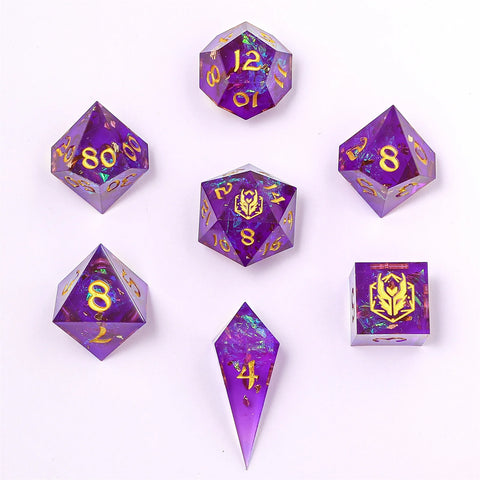 Captured Magic Handmade Sharp Edge Resin Dice-Purple