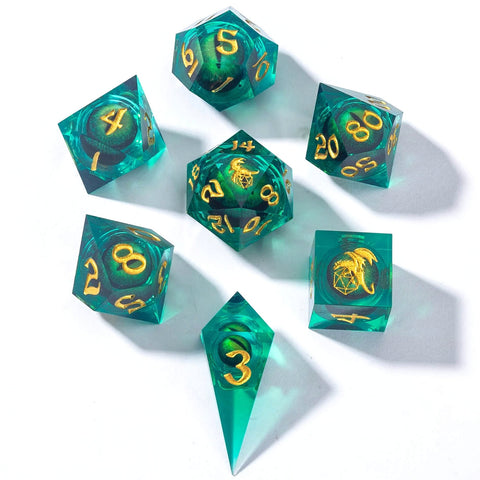 Always Watching Liquid Core Hand Sanded Sharp Edge Resin Dice Set - Beholder's Gaze