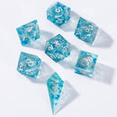 Captured Magic Liquid Core Hand Sanded Sharp Edge Resin Dice Set- Aqua