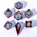 Captured Magic Liquid Core Hand Sanded Sharp Edge Resin Dice Set - Elemental Mana