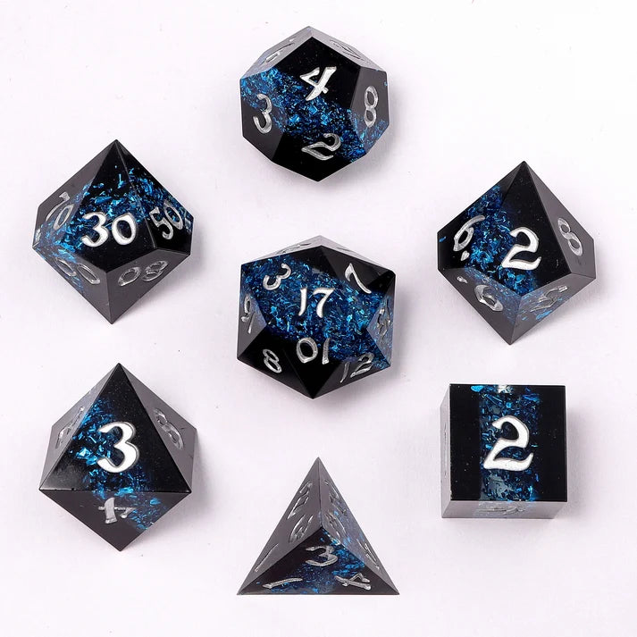 Captured Magic Sharp Edge Resin Dice Set-Mana Path Blue