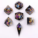 Captured Magic Hand Sanded Sharp Edge Resin Liquid Core Dice Set - Mystic Orb