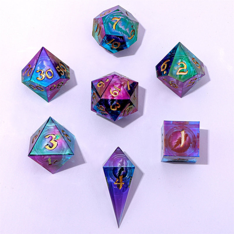 Always Watching Liquid Core Sharp Edge Resin Dice - Oil Eye