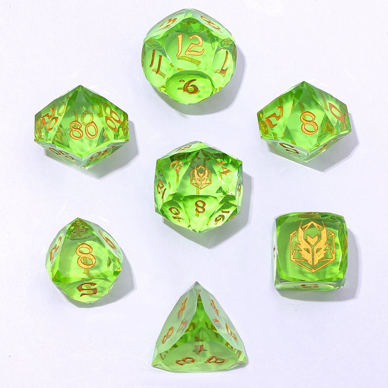Captured Magic Luster Cut Resin Dice Set - Lemon Green