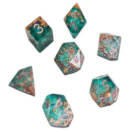 Chronicle RPG Accessories: 7CT Liquid Core - Molten Rose Melon Polyhedral Dice Set