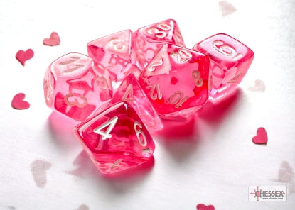 Chessex Translucent Mini 7 Die Set Pink/White