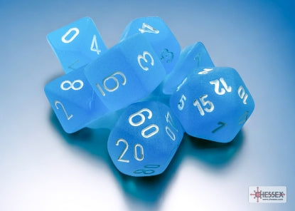 Chessex Frosted Mini 7 Die Set Caribbean Blue/White