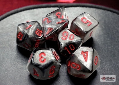 Chessex Velvet Mini 7 Die Set Black/Red