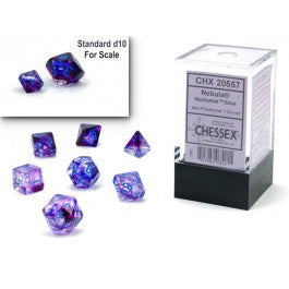 Chessex Nebula Mini Polyhedral 7 Die Set Nocturnal/Blue Luminary