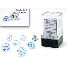 Chessex Borealis Mini Polyhedral 7 Die Set Icicle/Light Blue Luminary