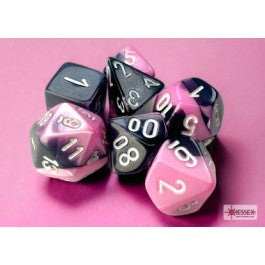 Chessex Gemini Mini 7 Die Set Black-Pink/White