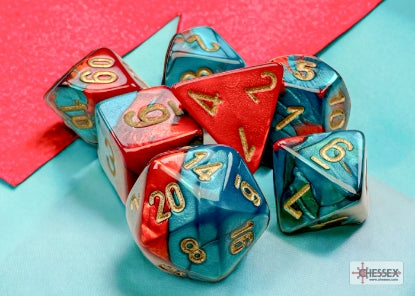 Chessex Gemini Mini 7 Die Set Red Teal/Gold