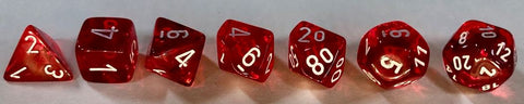 Translucent Polyhedral Red/white 7-Die Set
