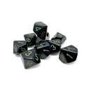 Chessex Opaque Black/Green Set of 10 D10S