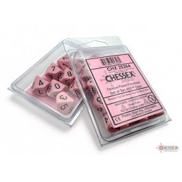 Chessex Opaque Pastel Pink/black Set of Ten d10s