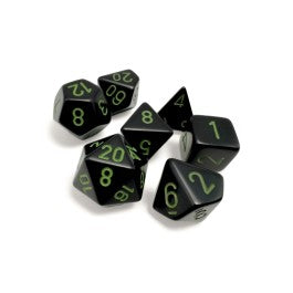 Chessex Opaque Black/Green 7 Die Set